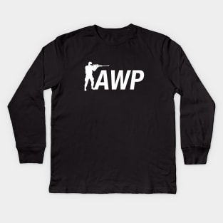 AWP Sniper CSGO PUBG Gaming Kids Long Sleeve T-Shirt